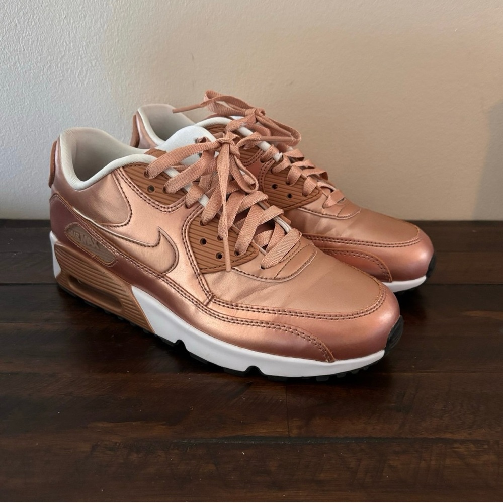 Nike Women's Metallic Rose Gold Athletic Sneakers - Picture 2 of 8